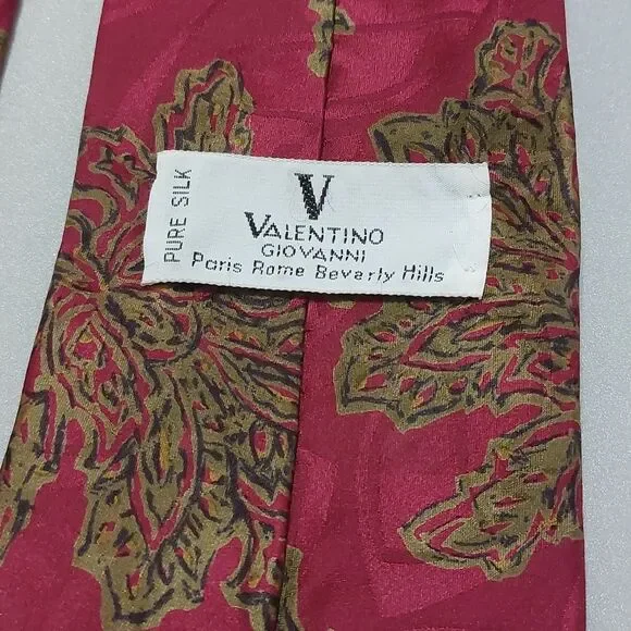 Vintage Valentino Giovanni Paisley Floral 100% Silk Men's Neck Tie Made in USA - Picture 6 of 6